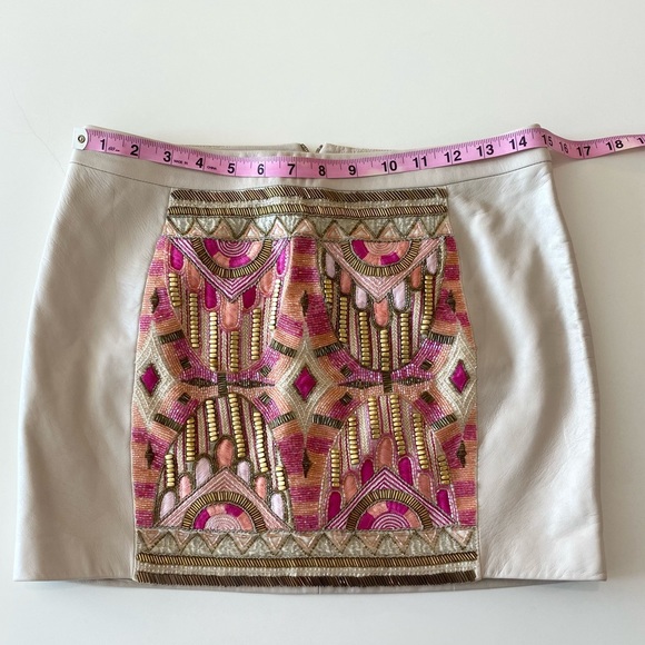 Kora Rae Embroidered Leather Mini Skirt Size 6 - Picture 7 of 13
